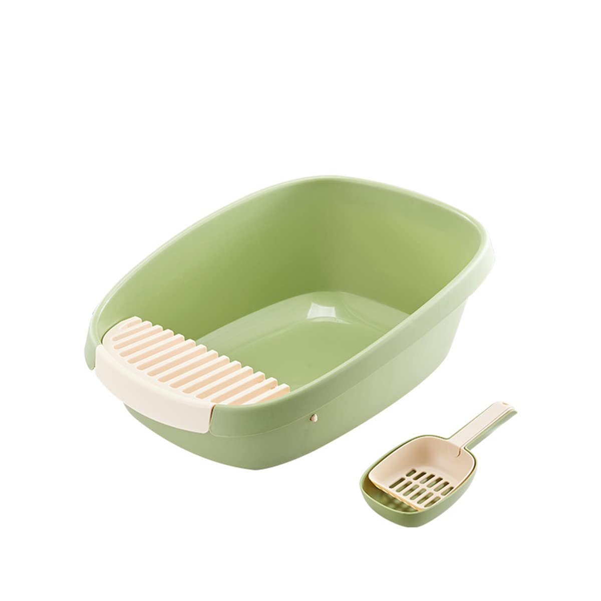 Open Cat Litter Box Large Litter Pan for Cats High Sided Kitten Litter Box with Cat Litter Scoop Removable Pedal Type Cat Toilet Pet Supplies Easy to Clean
