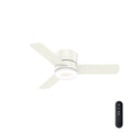 Hunter 44 inch Indoor Ceiling Fan with Light and Remote Control - For Bedroom or Living Room, Low Profile Flush Mount, White Modern Ceiling Fan with LED Light, 3 Blades - Minimus 59452, Fresh White