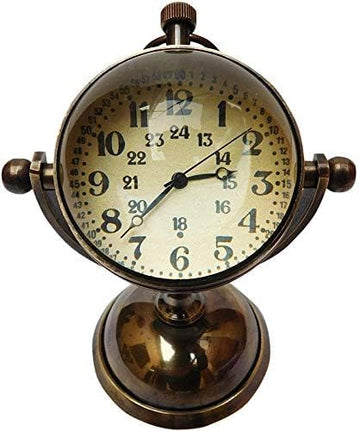Vintage Style Double-Sided Desk Clock, Antique Bronze Finish, Military Time Display, 4 inches