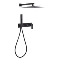 Shower System Set with 12 Inch Rainfall Shower Head High Pressure Bathroom Shower Faucet Set with 2 In 1 Handheld Shower Head Wall Mounted Mixer Shower Fixture Single Handle (Black)