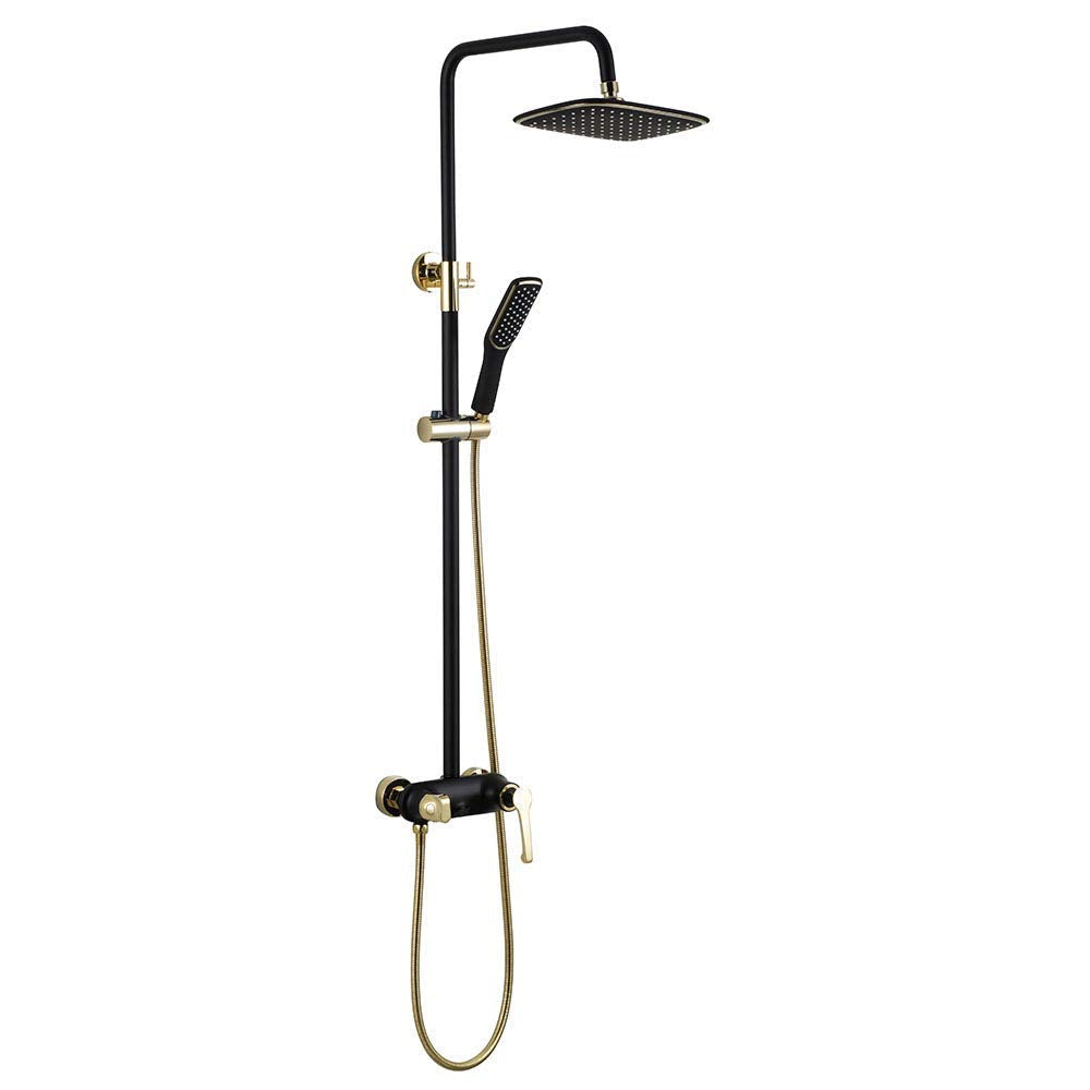 Shower Faucets,Bathroom Shower Bath Faucet Waterfall Shower Head Set Wall Mounted Faucet Bath Shower System,Black