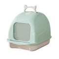 Pet Supplies, Enclosed Cat Litter Box with Lid & Scoop,Leakproof, Easy Clean, Non-Stick(Green)