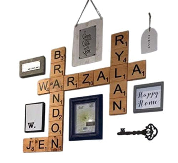 Home Decor Wall 3.5" Large Scrabble Tiles Letters Wood Wall Rustic Art Family Living Room Bedroom Kitchen Gift For Husband Wife Personalized