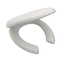 Commercial Open Front Toilet Seat with Cover, Soft Close Toilet Seat Plastic Large Opening Toilet Seat, Quick Release Hinges for Easy to Install & Clean, White,Elongated (Elongated)