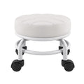 Furwoo Low Roller Seat Pu Leather Rolling Stool Step Stool Mechanic Stool on Wheels for Home Office Garage Shop White, one size