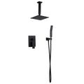 Ceiling Mount Shower System Black, 10" Ultrathin Square Rainfall Shower Head, Luxury Rain Mixer Shower Combo Set, Bathroom Shower Faucet Set
