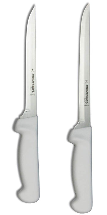 Dexter-Russell 7" and 8" Fillet Knife w/Polypropylene White Handle,Boning Knife, Flexible Fillet Knives for Meat Fish Poultry Chicken,bundle
