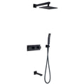 Wall Mounted Black Bath Shower Faucet 8 Inch Rain Shower Head Bathroom Diverter Mixer Valve Luxury Shower Set