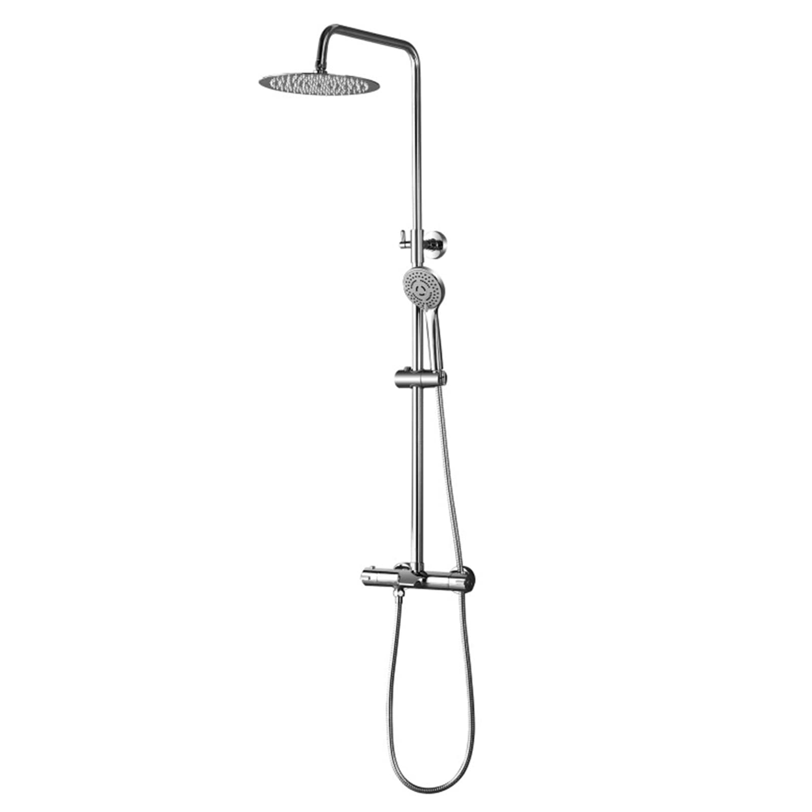 Thermostatic Shower System Wall Mounted Shower Faucet Set with Waterfall Tub Spout Bathroom Brass Chrome Shower Fixture with Height Adjustable Rain Shower Head and 3 Mode Hand Shower