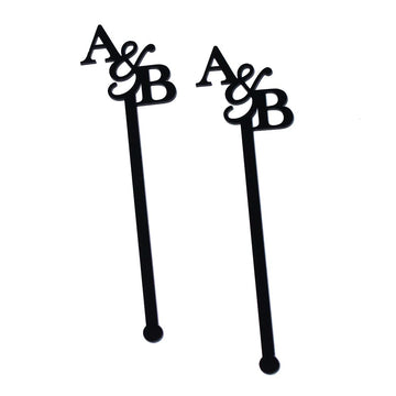 YANGSION Personalized Wedding Drink Initial Tags Drink Stirrers, Laser Cutting Custom Initial Letter Cocktail Sticks, Bar Cocktail Tags Start From 50pcs