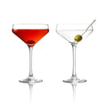 LEMONSODA Classic Martini Glasses 6oz | Set of 2 | Hand Blown Inspired by 1930s 50s Cocktail Culture | Crystal Clear Ribbed Design | Dishwasher Safe Lightweight Reusable Glassware for Home