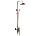Antique Brass Shower Faucet Set Bathroom Rainfall Shower System with Swivel Tub Spout Wall Mounted Exposed Shower Fixture with Shower Head and Handheld Shower