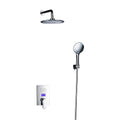 8 Inches Smart Button Shower System with Temperature Display, Wall Mount Shower Set with Rainfall Shower Head Handheld Shower Single Handle, Chrome Finish
