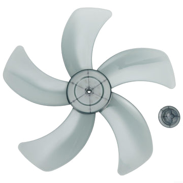 16 Inch Fan Blade Replacement, 375mm AS Plastic Low Noise High for temperature Resistant Fan Accessory with Nut Cover for 16" Stand Fan & Desk Fan(Black)