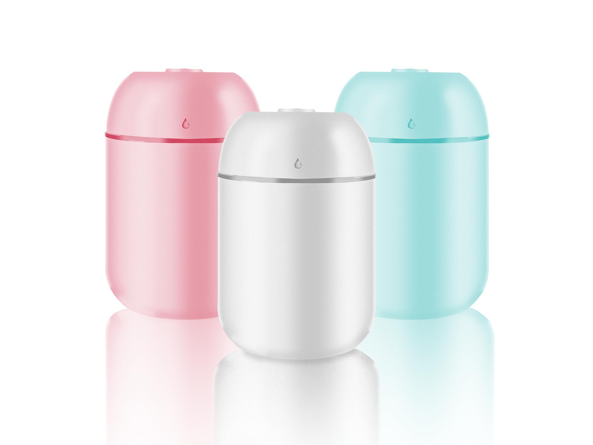 3 Pcs 330ml Small Cool Mist Humidifiers for Bedroom Indoor,Personal Mini Air Humidifier Easy Clean for Plants,Vaporizer for Congestion Portable,Desk Humidifiers for Office Bedside Nightstand Home
