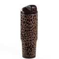 HydroJug Ease2o Water Bottle with Straw & Chug Lid, Stainless Steel, Vented Cap to Help Reduce Pressure, Water-Level Window, Cup Holder Friendly, Non-Slip Base – 32oz, Brown Leopard