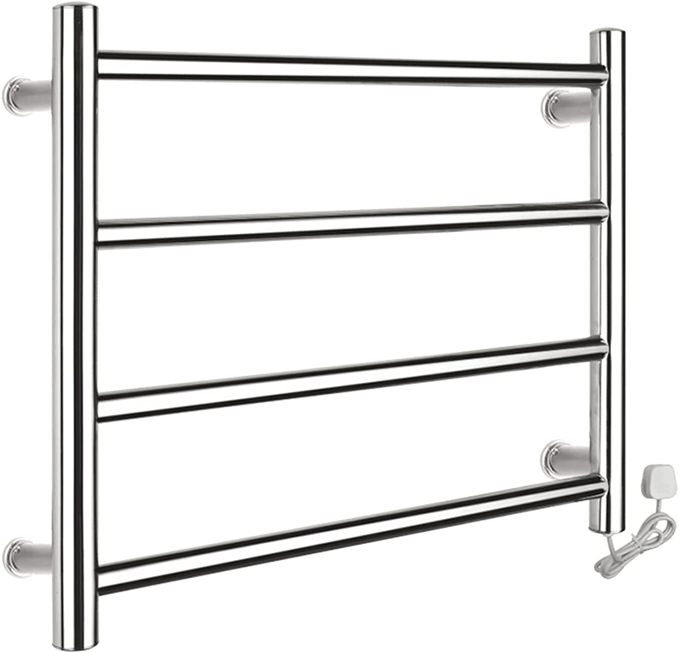 Electric Heated Towel Drying Rack, Heated Towel Rail Radiator with 4 Heated Bars, Wall-Mounted Towel Warmer Towel Shelf for Bathroom, Hotel,Plug in/Plug in