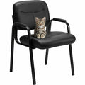 Kindbear Office Guest Chair, Pu Leather Padded Arms, Inky, 1 set
