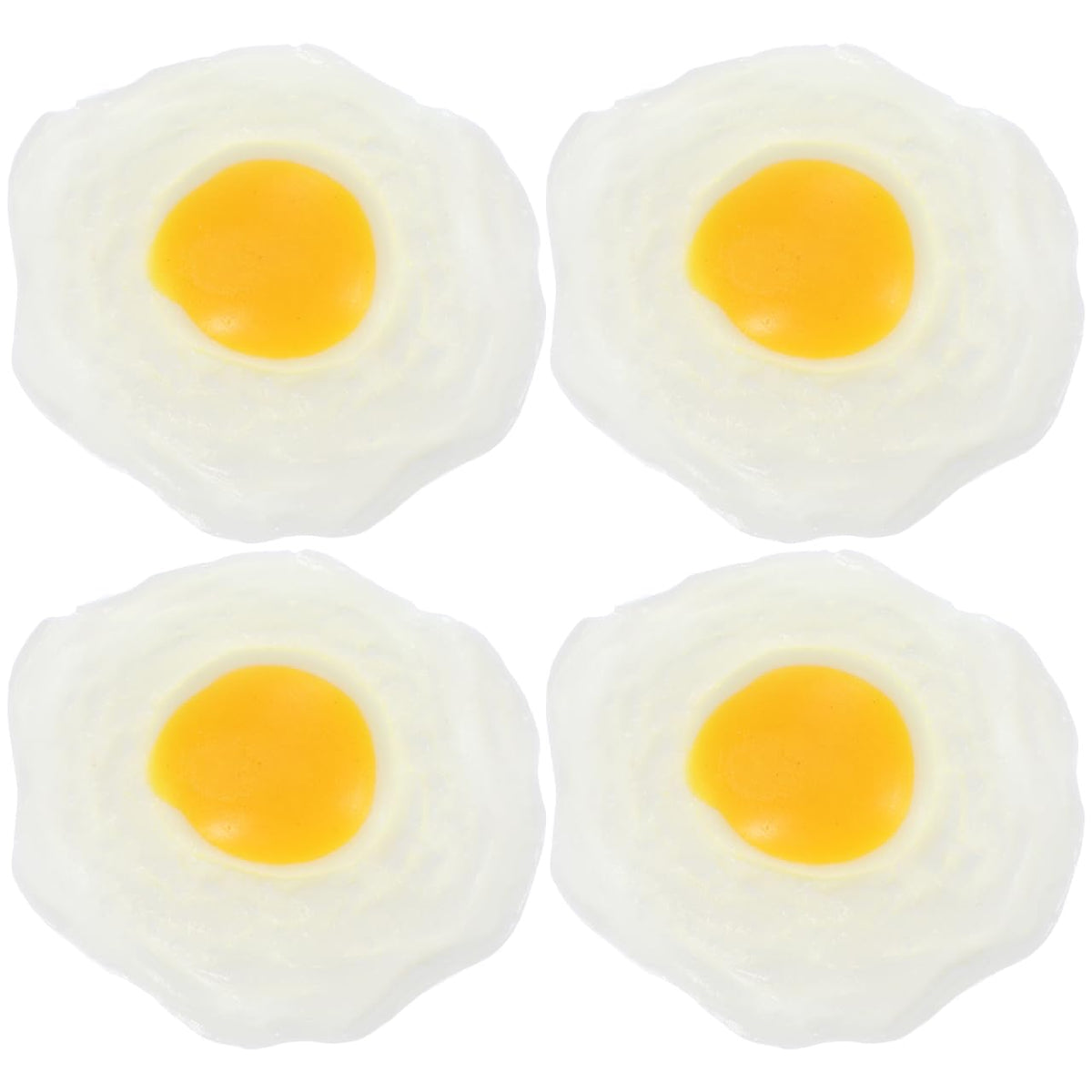 Toyvian Fried Egg Fidget Toys, 4-Pack 3.14Inch Realistic Squeeze Stress Relievers Soft Simulation Decompression Props for Sensory Support and Mood Boosting