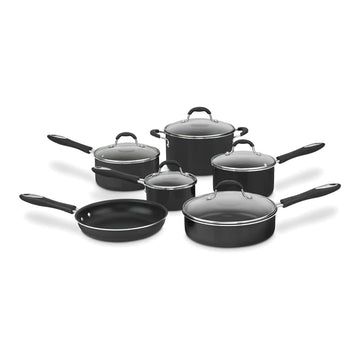 Cuisinart Pots and Pans Set, Nonstick w/Aluminum Core, 11-Piece, Black