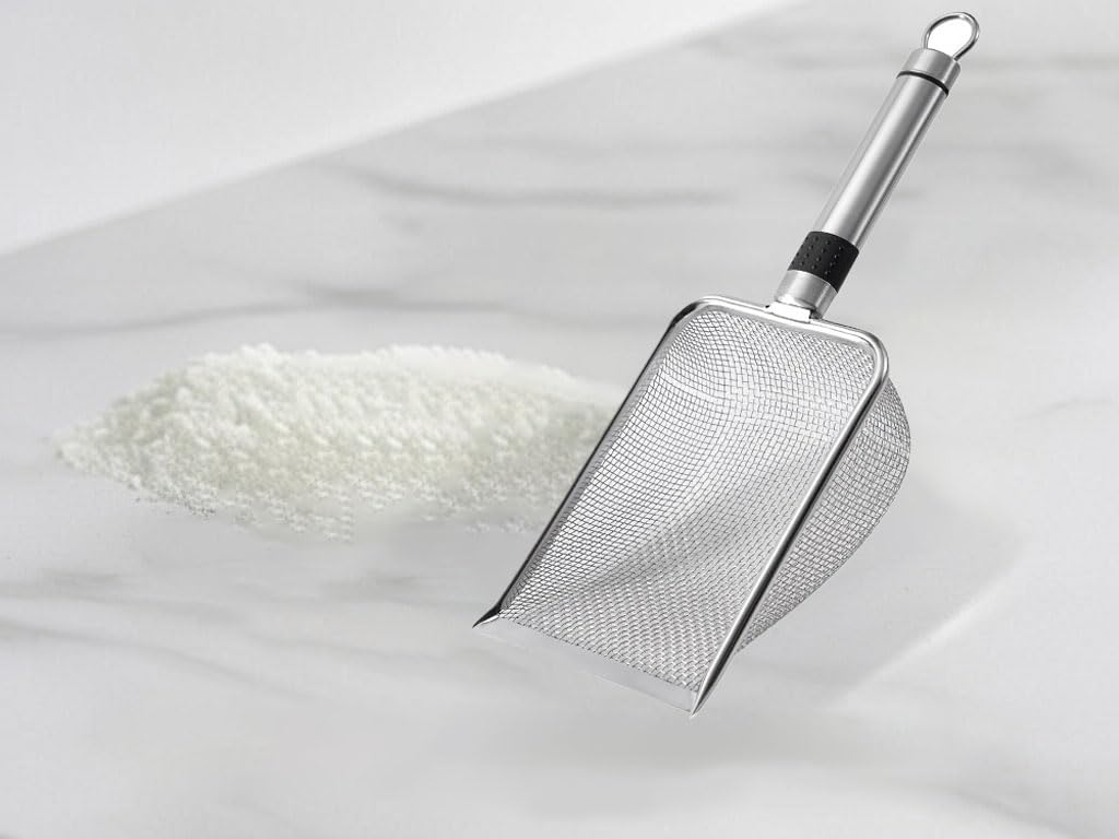 Stainless Steel Cat Litter Scoop – Anti-Stick Litter Shovel with Hook, Rust-Proof & Heavy Duty Cat Litter Scooper for Clumping Litter, Easy to Clean & Store