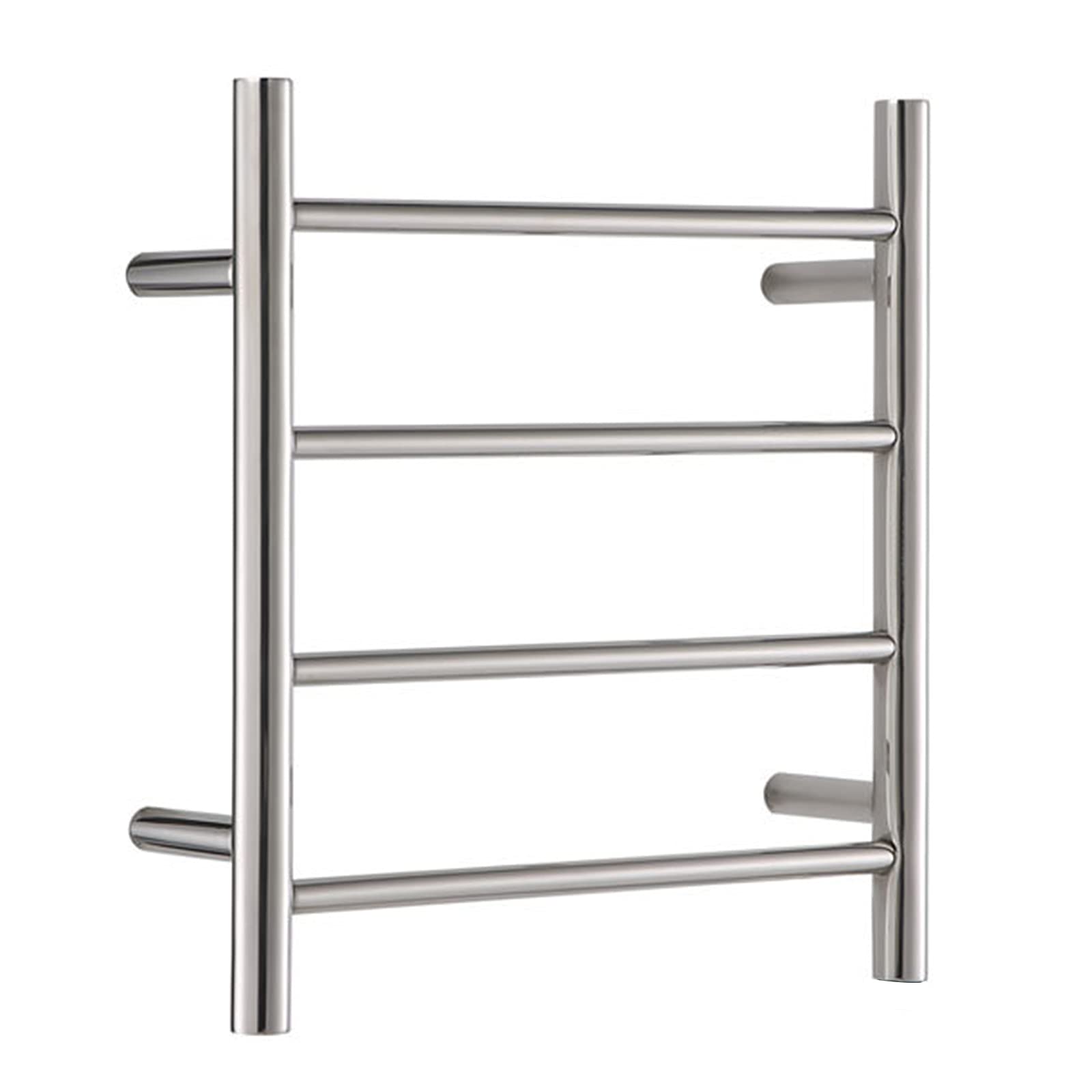 Towel Warmer Drying Rack Electric 50W Heated Towel Rack with 4 Round Polished Bar, Bathroom Space Saving Wall-Mounted 304 Stainless Steel Heated Towel Rail, 500X480x125mm,Plug in (Hardwired)