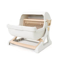 Pet Supplies, Semi-Closed Cat Litter Box with Tipping Design Large, Easy to Clean(White)