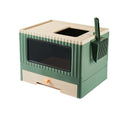 Pet Supplies, Foldable Top Entry Cat Litter Box with Lid, Anti Splashing & Drawer Design(Green)