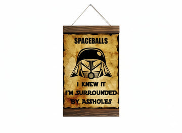 Spaceballs Dark Helmet Canvas Print Framed Wall Art, Funny Sci-Fi Movie Quote Poster, Wood Frame, Living Room Man Cave Decor, 100% Cotton, 8.7x11.8 Inches