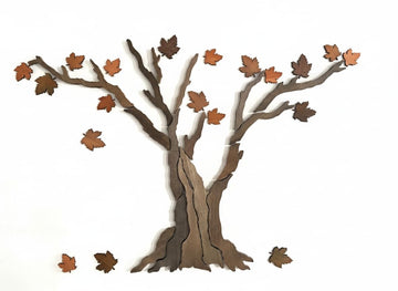 WOODTELLSTORY Handcrafted Wooden Maple Tree Wall Art, 59"x39"