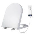 Smart Electric Heated Toilet Seat with Adjustable Temperature and D Shaped Design White Polypropylene (White)
