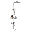 Hotel Shower System Rainfall, Wall Mounted Shower Set Stainless Steel with Overhead Shower Head Shelf, Adjustable Height Shower Mixer Set for Bathroom Gym