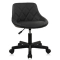 Klasika Black Low Back Rolling Stool Pu Leather Vanity Stools, Adjustable Height Ergonomic Swivel Rolling Desk Stool Work Office Swivel Chair,