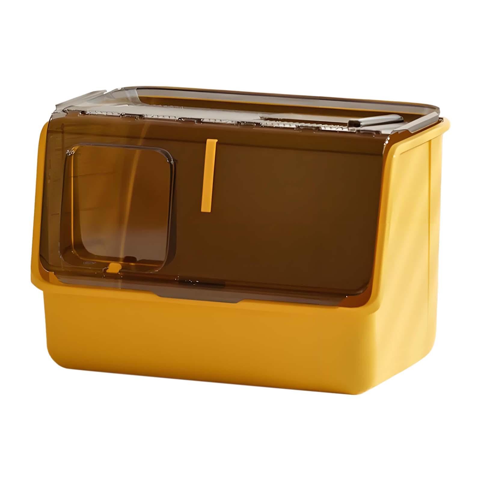 Hooded Cat Litter Box Enclosed Covered Toilet Container Sturdy Deep Pan Portable Pet Supplies Kitten Potty- Yellow