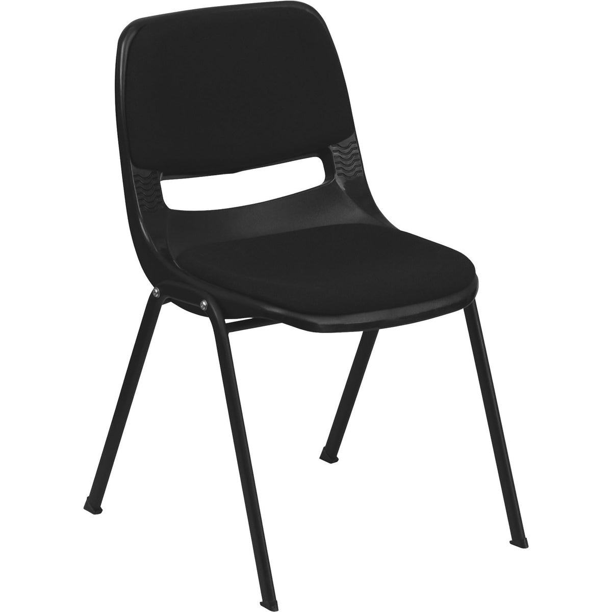 Flash Furniture Hercules Ergonomic Stack Chair, Black, Set of 1, Black Padded