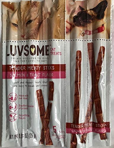Cat Treats Tender Meaty Sticks Salmon & Trout 1-Pack 5-Individual Sticks