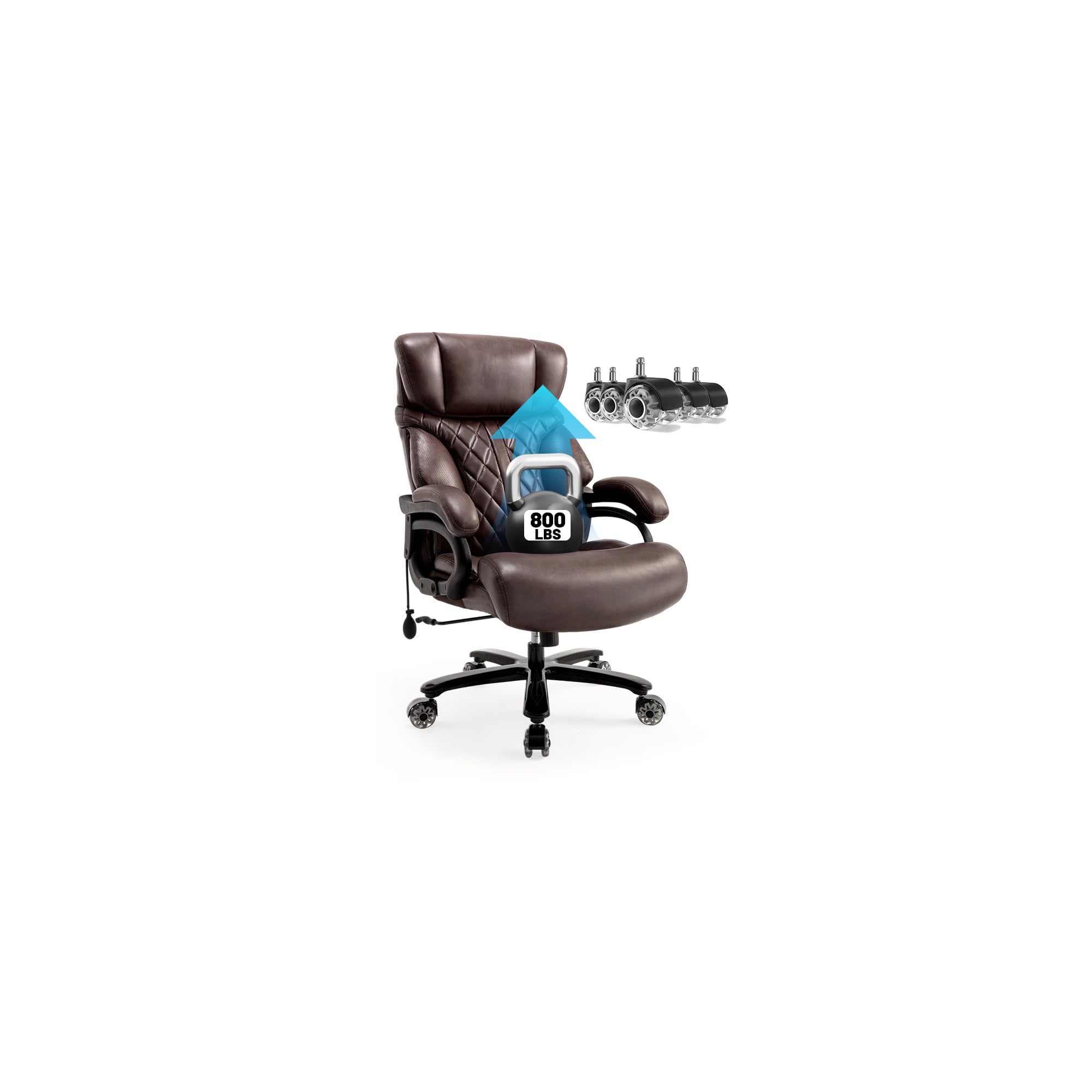 600lbs Big and Tall Office Chair for Heavy People, Heavy Duty Executive Chair with High Back, Extra Wide Seat and Adjustable Lumbar, Large