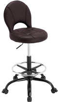 Manyday Drafting Chair with Folding Back | Comfy Office Chair with Wheels, 31.1" to 37.4", Dark Brown