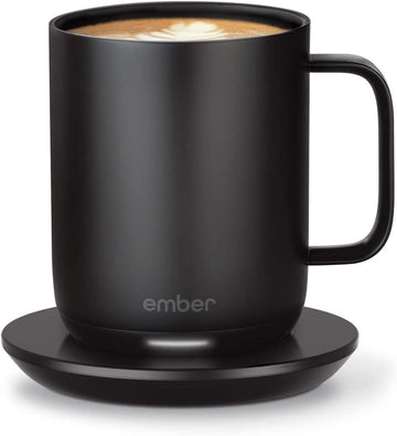 Amazon Renewed Ember Temperature Control Smart Mug 2, 10 oz, 1.5-hr Battery Life - App Controlled Heated Coffee Mug - Improved Design (Renewed) (10oz Black)