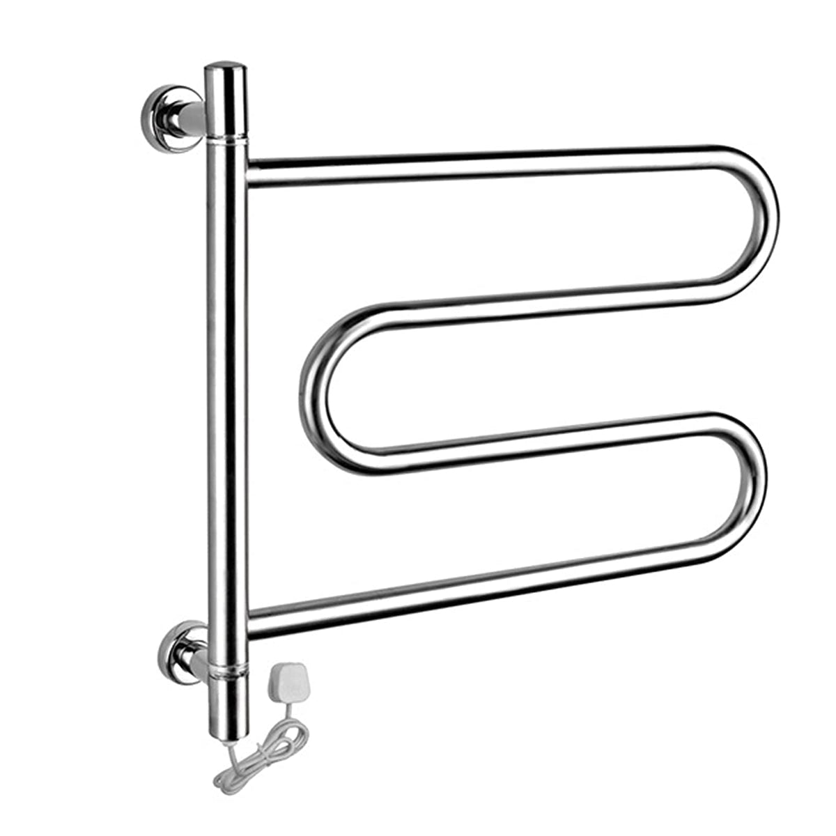 Electric Heated Towel Rack, 180°Rotation Bathroom Electric Towel Warmer, Wall Mounted Stainless Steel Heated Towel Rail, Intelligent Constant Temperature,Hardwired (Plug in)