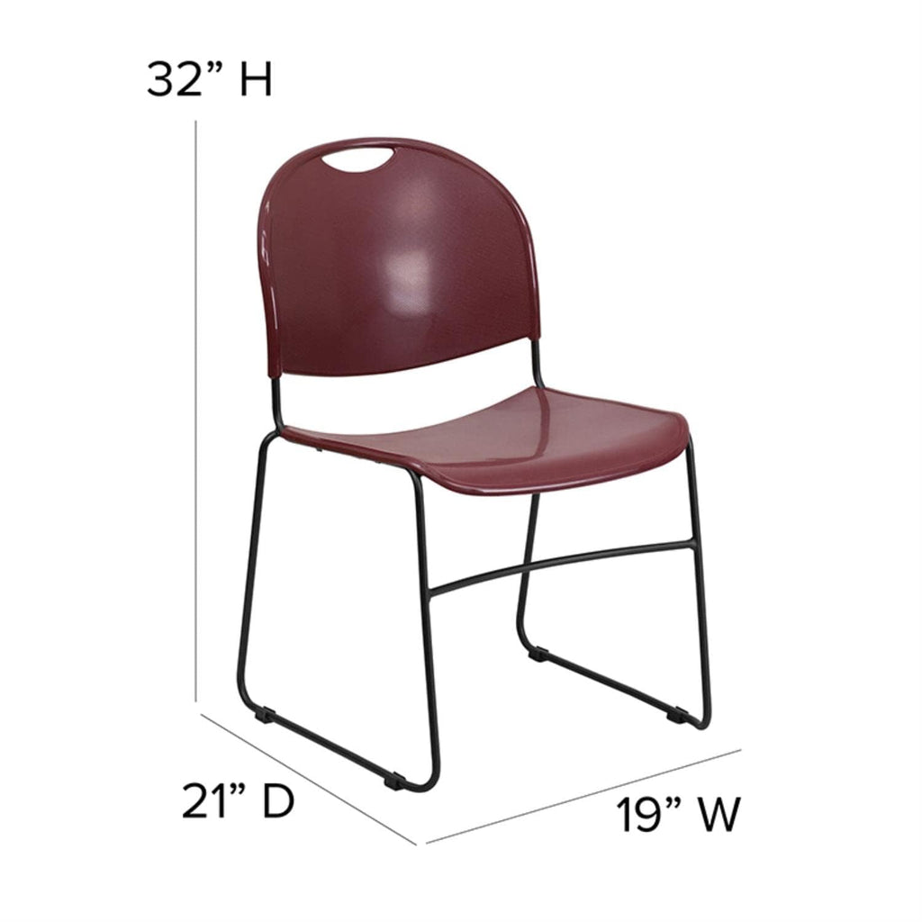 Flash Furniture Hercules Series 880 Lb. Capacity Burgundy Ultra-compact Stack Chair with Black Powder Coated Frame, Set of 1, Burgundy
