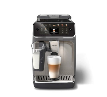PHILIPS 5500 LatteGo Automatic Espresso Machine - 20 Coffee Varieties, Intuitive Touch Display, SilentBrew, 100% Ceramic Grinder, AquaClean Filter, Grey Chromed (EP5544/90) (Renewed)