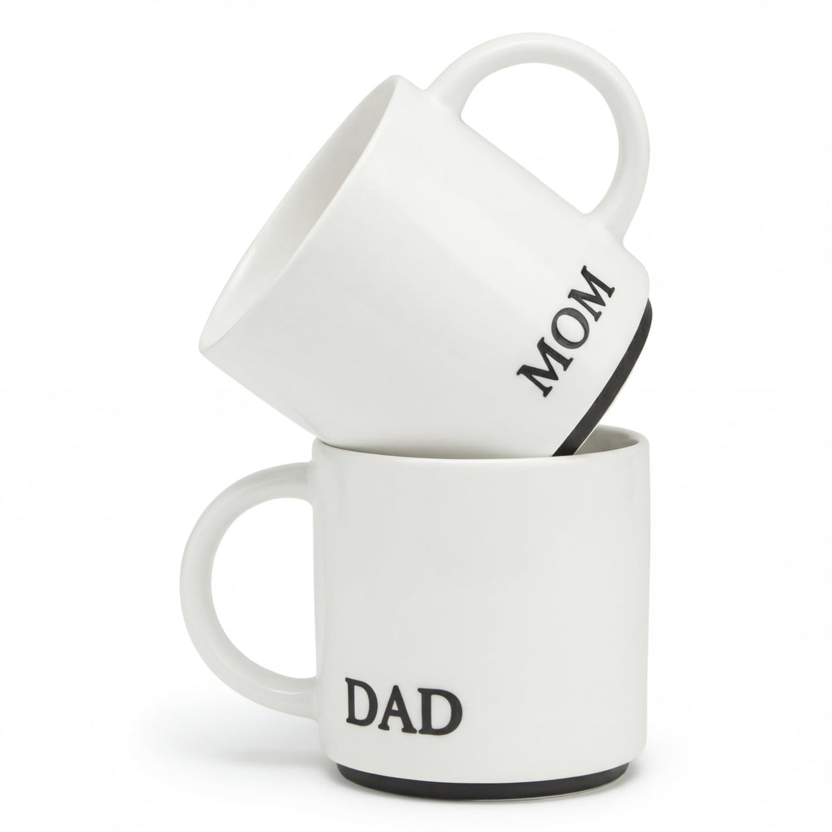 COLLECTIVE HOME - Mom and Dad Mug Set, 2 Pack Gift for Parents Anniversary Wedding Christmas, Ceramic Coffee Cup Pair (DAD/MOM)