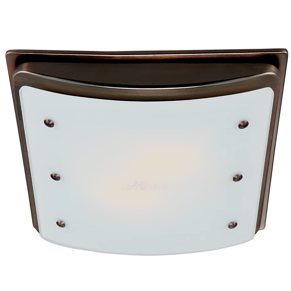 Hunter 90065z Ellipse Decorative Bathroom Ventilation Exhaust Fan with Light and Night-Light, Matte Opal Glass, Imperial Bronze Finish, Medium