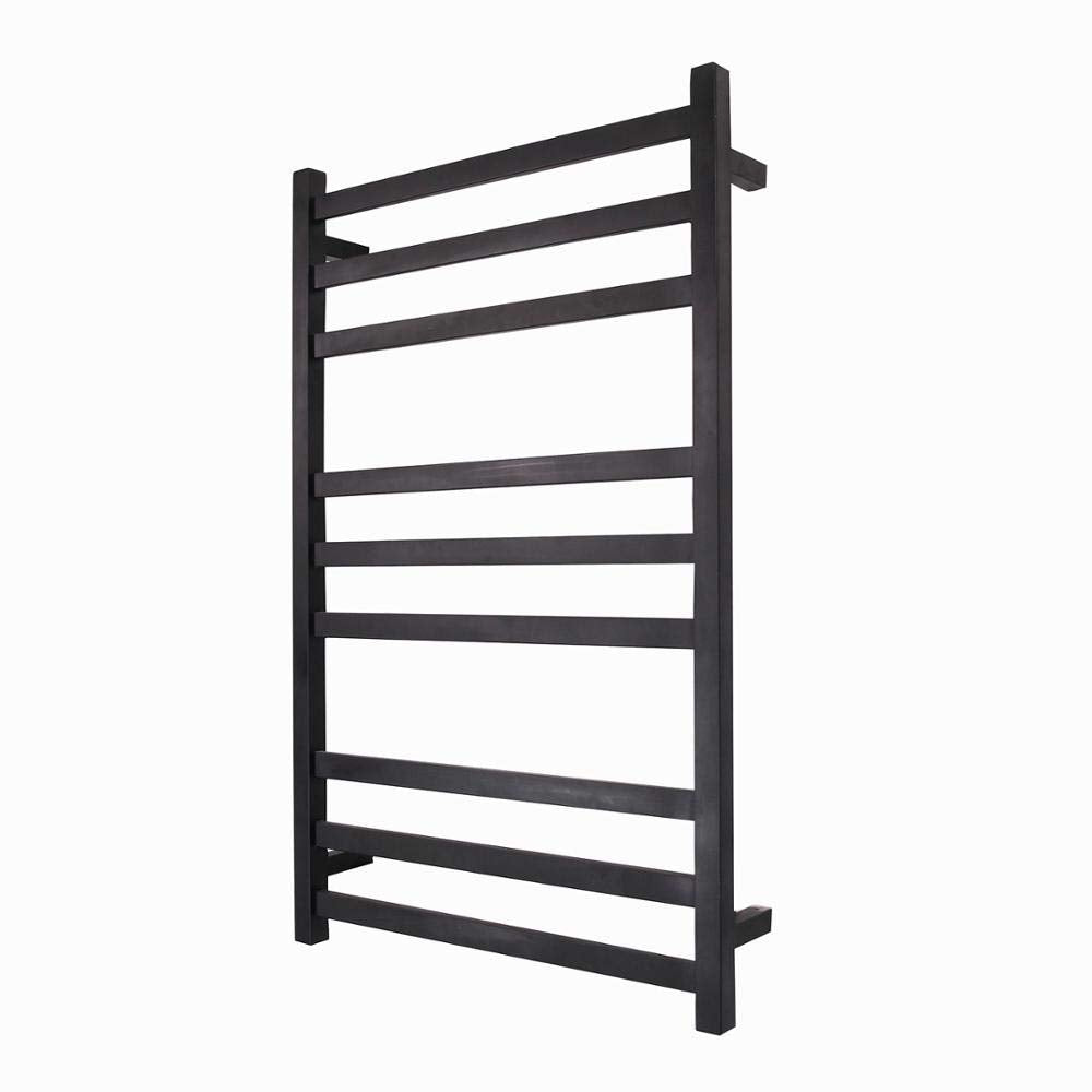 Electric Towel Warmer Black Heated Towel Rail Radiator Wall-Mounted Electric Heated Towel Rack and Drying Racks for Bathroom 9 Bars Hardwire (HardWire) ()