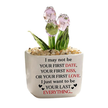 Your Last Everything - Personalized Custom Glass Everlasting Tulips Artificial Flower Dome LED Light Room Decor Anniversary Romantic Present for Girlfriend Wife Valentine's Day Birthday Keepsake