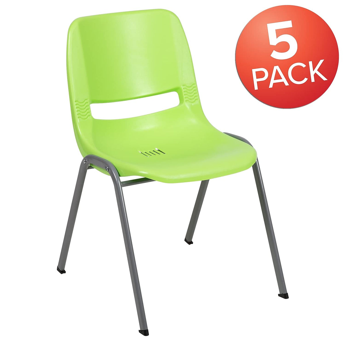 Flash Furniture Hercules Ergonomic Stack Chair, Green, 5-pack, Set of 5