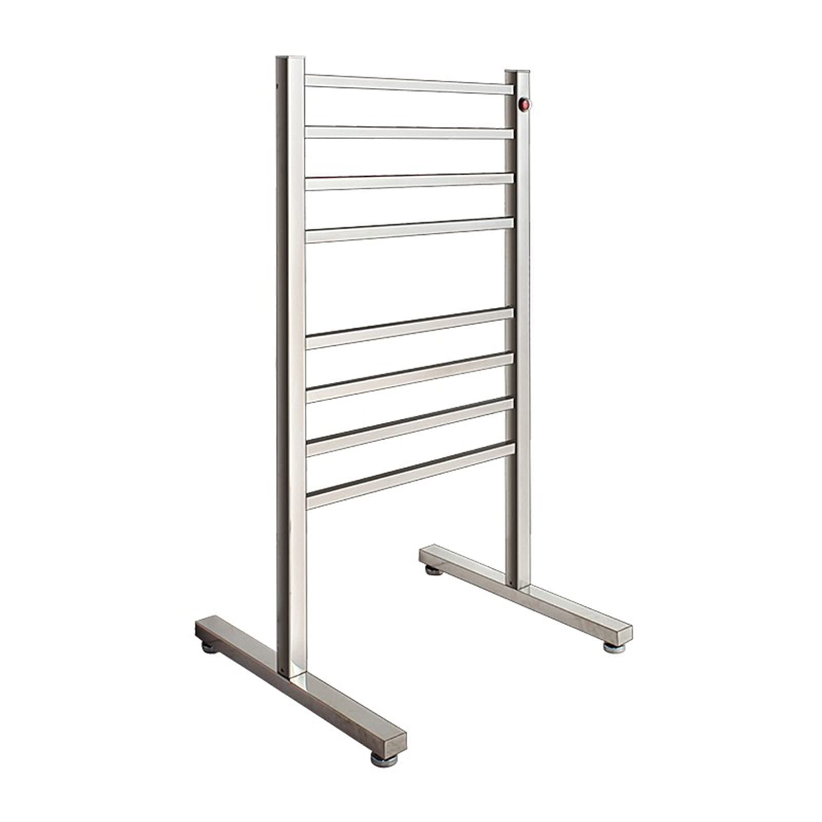 Electric Heated Towel Rail Radiator Portable Freestanding Towel Warmer Drying Rack with 8 Square Bars 75W 304 Stainless Steel Bathroom Thermostat Heated Towel Rack