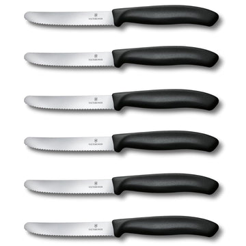 Victorinox Swiss Classic Tomato and Table Knife Set Serrated Blade, Black