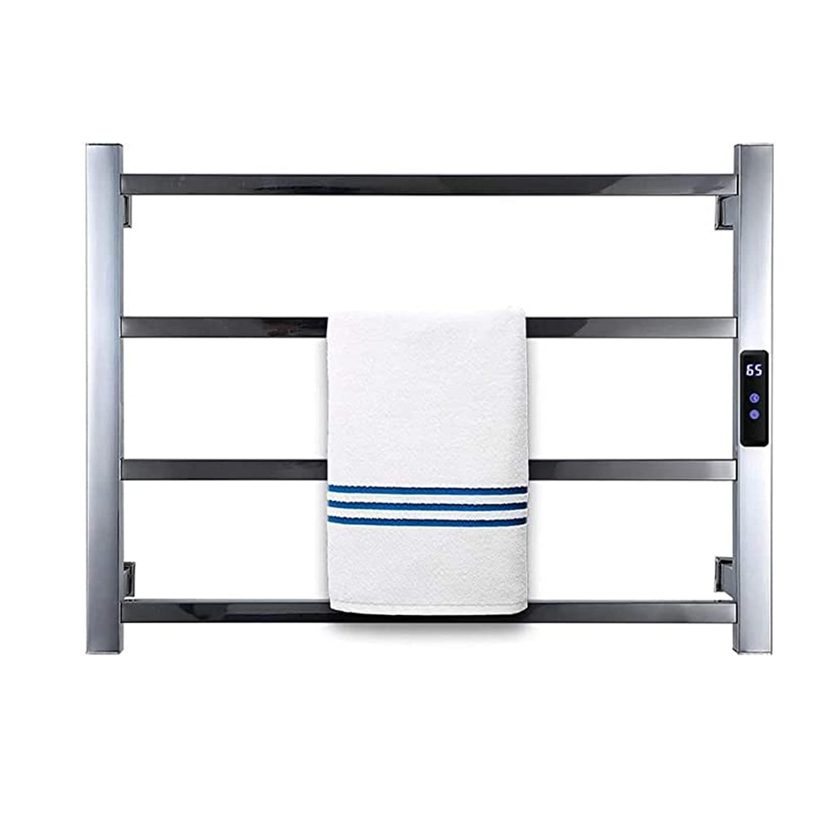 Electric Heated Towel Rack Towel Warmer Drying Rack for Bathroom Radiator, with Timer 4 Bars Heated Bath Towel Rack, Bathroom Electric Heated Towel Rail, 304 Stainless Steel Drying Rack,Plug